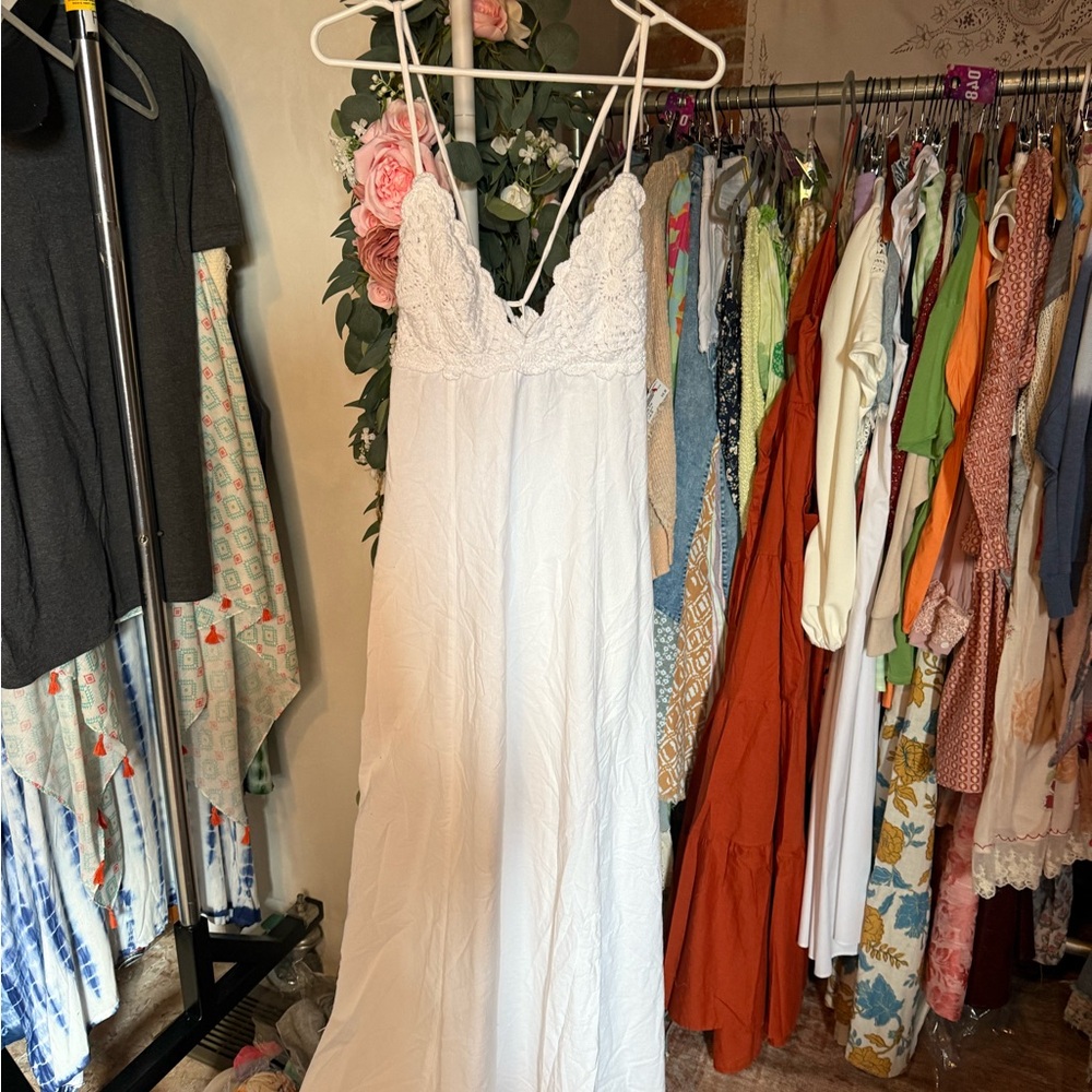 Free People White Lace Maxi Dress